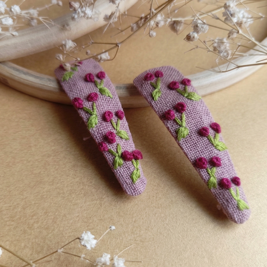 Hand-Stitched Floral Clips